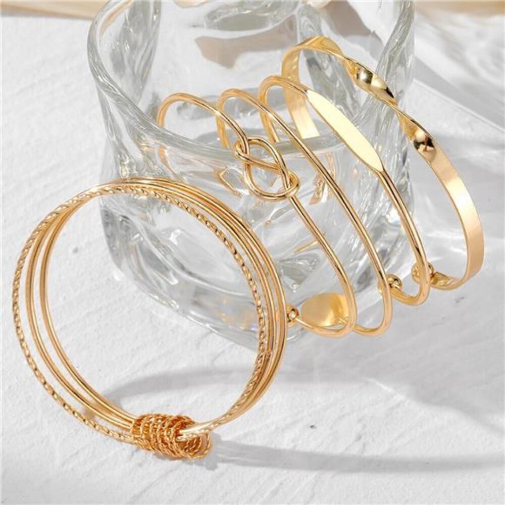 14k Plated Multi Layer Set Boho Textured Indian P… - image 6